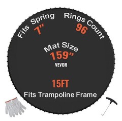 VEVOR Replacement Trampoline Mat Fits 15ft Frame 96 V-Rings 7″ Spring Length