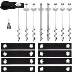 Trampoline Anchors 12″ Heavy Duty Set of 4 – Unique Design for Hard Soil