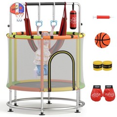 6-in-1 Kids Trampoline Combo 55″ Toddler Play Activity Center w/Hammock Green