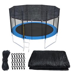 12FT Round Trampoline Cover Heavy Duty Black Weather Sun Block Top Cloth