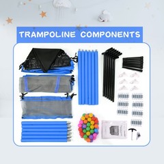 55” Toddlers Trampoline w/ Safety Enclosure Net and Balls Kids Mini Trampoline