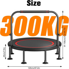40″/48″ Foldable Mini Trampoline with Adjustable Foam Handle –Thick Steel Spring