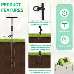 8 Pieces Ground Anchor Trampoline Ground Anchor 40 cm Steel Screw In Ground Anchor Ground Anchor…