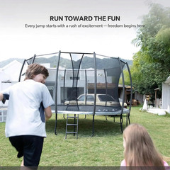 Trampoline Outdoor 14FT with Enclosure,5 Reinforced U-Shaped Legs with Center Su