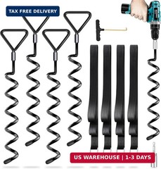 Trampoline Stakes 4 Pack – Heavy Duty Trampoline Anchors Kit – Screw In Ground A