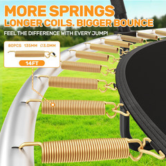 10FT 12FT 14FT 16FT Outdoor Recreational Trampoline with Enclosure Net, Bolt-Fre