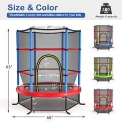 55″ Trampoline Kids Toddler Trampoline w/ All-round Safety Enclosure Net Blue