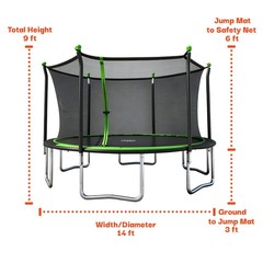 14Ft Trampoline Meets ASTM Safety Standards Heavy-Duty Rust-Resistant Frame