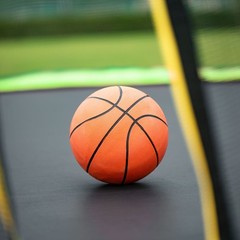 15FT Trampoline with Basketball Hoop Inflator Ladder 6 Pole Sleeves Galvanized