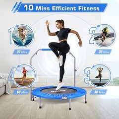 Indoor Exercise Trampoline – 40″ – Adjustable Foam Handle – Max Load 330lbs