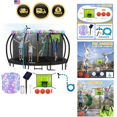 Trampoline Accessories Kit Kids,Basketball Hoop with 3 Mini Basketballs,50FT …