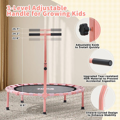 SPORTSOUL 36” Mini Trampoline for Kids 3-6, Foldable & Spring-Free, Small Toddl