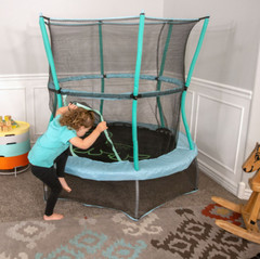 Bounce & Learn Kids Fun Trampoline 55″ Blue Round w/ Safety Enclosure and Sounds