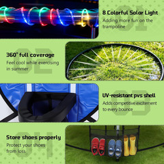 Trampoline Accessories Kit, Basketball Hoop with 3 Mini Basketballs, 52FT Solar