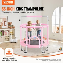 VEVOR 55″ Trampoline for Kids Mini Toddler Trampoline with Net Indoor Outdoor