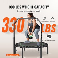 40″ Foldable Mini Fitness Trampoline Adults Exercise Rebounder with Handle