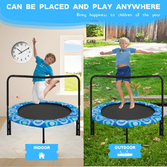 Children’s Trampoline with Handrails for Indoor and Outdoor Fun, Ages 3-7