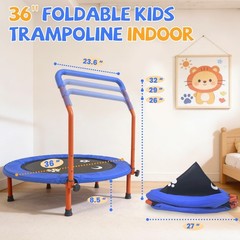 36″ Kids Trampoline – ASTM Certified Foldable Indoor/Outdoor Mini Rebounder, Saf