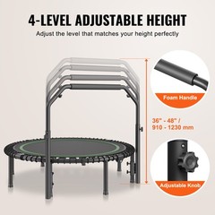 VEVOR 48″ Foldable Mini Fitness Trampoline Adults Exercise Rebounder with Handle