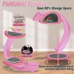 Foldable 40″ Mini Trampoline for Kids & Adults – 450Lbs Capacity, Adjustable Bar