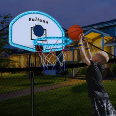 Solar Power Trampoline Basketball Hoop with Led Lights, Easy to Install Basketba