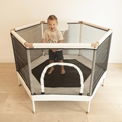 Kids Trampoline 60 Inch with Safety Net Basketball Hoop 220lb Capacity Indoor