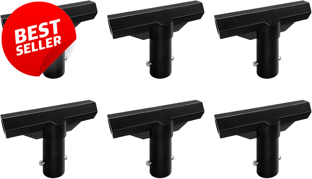 6-Pack Trampoline T-Connector Pole Caps Top Tube Enclosure Replacement Black -US