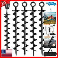 Heavy Duty Spiral Ground Anchor Screws for Trampolines – 4 Pack