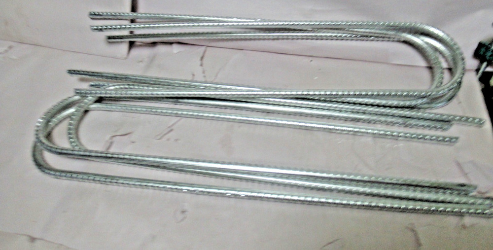 SIX 16” Trampoline Anchor Rebar Stakes U Shape, 5/16″ Diameter