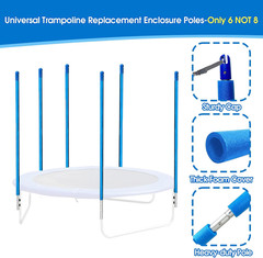 Universal Trampoline Replacement Enclosure Poles with Clamps & Caps, Fits 6ft