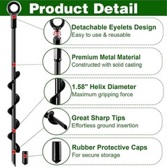 Ground Anchors Screw in 18 Inch 4 Pack Spiral Swing Set Trampoline Earth Anchor