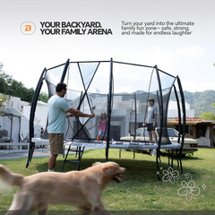 Trampoline Outdoor 14FT with Enclosure, 6 Reinforced U-Shaped Legs wit