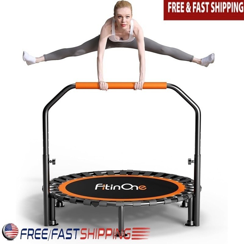 Indoor Outdoor Mini Trampoline W/ Bungee Bands Foldable Quiet Fitness Equipment