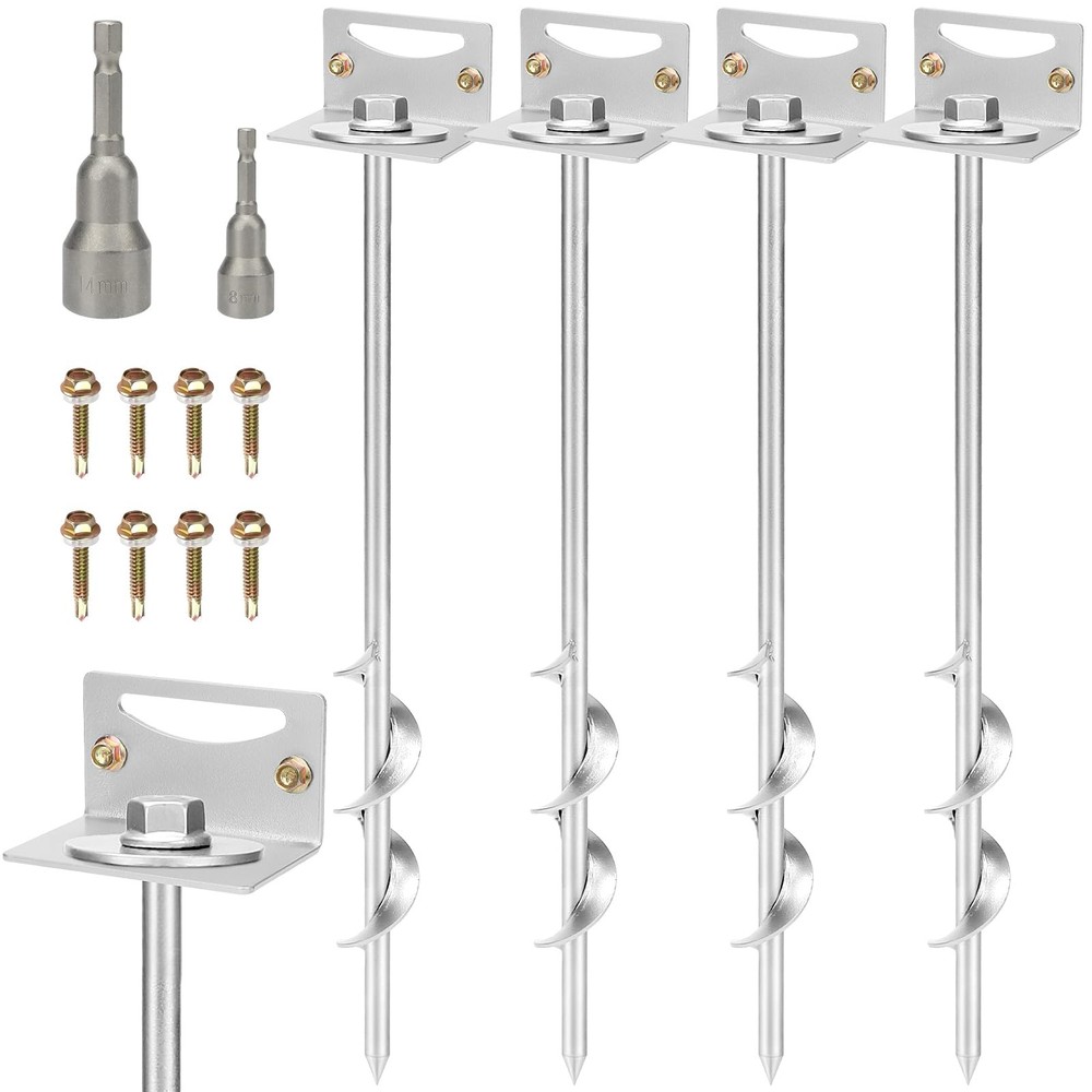 24” Mobile Home Anchors, Set of 4 Ground Anchors Screw in with Brackets and …