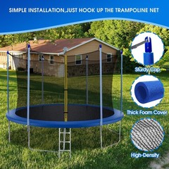 14 FT Trampoline Replacement Net with Poles, Trampoline Net Poles with Clamps an