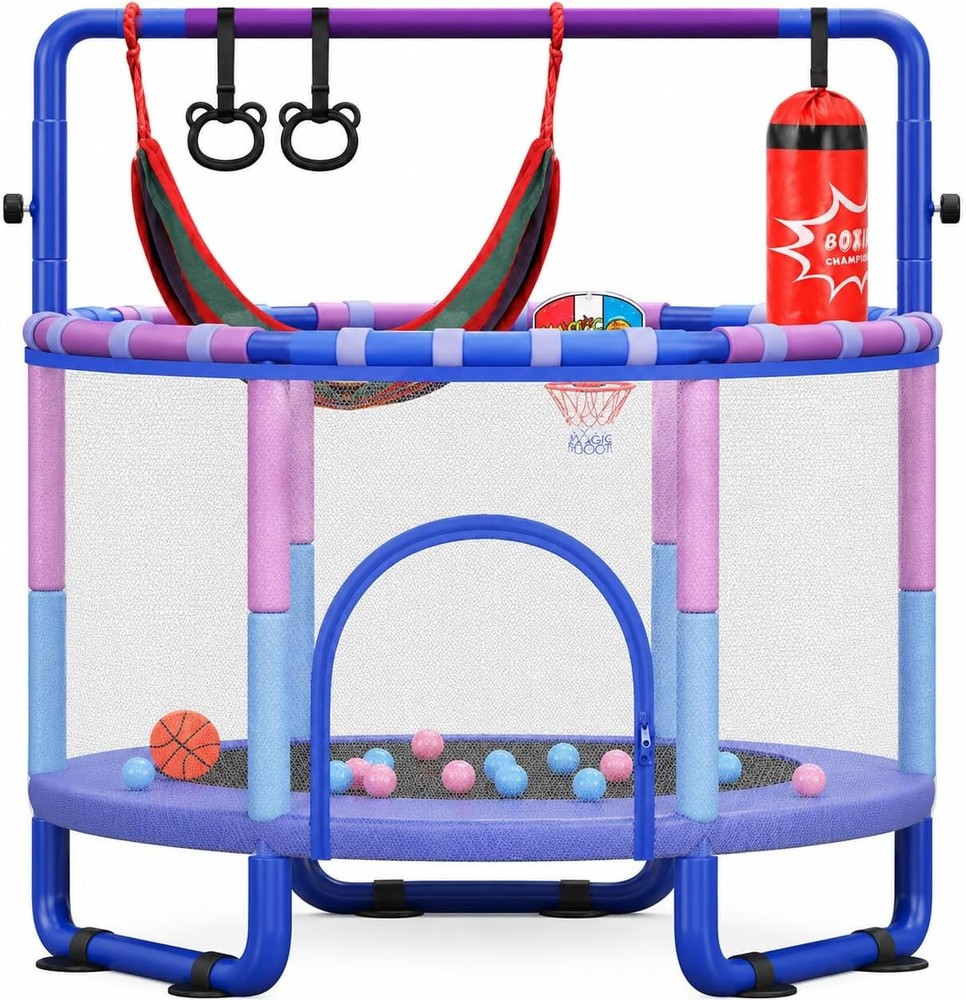 Yohood 55 Inch Trampoline For Kids With Enclosure 6 In 1
