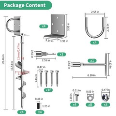 Multi-Purpose Ground Anchors Screw in, 16in 4Pack Fully Welded Heavy Duty Tra…
