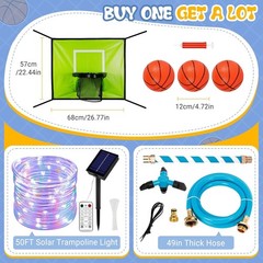 Trampoline Accessories Kit Kids,Basketball Hoop with 3 Mini Basketballs,50FT …