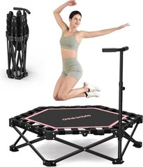 Foldable Mini Trampoline 42” Rebounder Trampoline W/ Adjustable Foam Handle