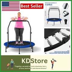 Portable 40in Folding Trampoline with Adjustable Handle for Indoor Fitness