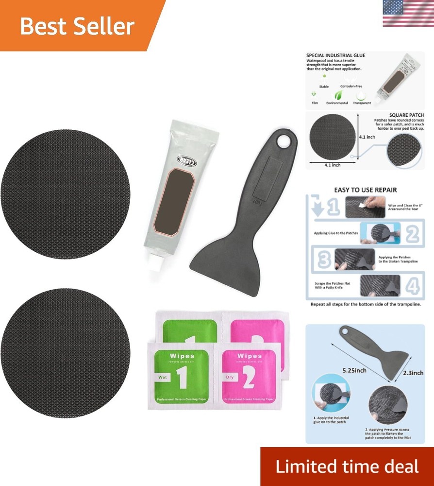 4” Round Trampoline Mat Repair Patches – 2-Piece Kit for Safe Seamless Repairs