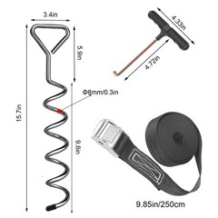 4 Piece Ground Anchor Set for Trampoline Ground Anchoring Galvanized and Stainless …