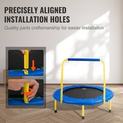 3FT Kids Fitness Trampoline Foldable Indoor Outdoor Rebounder Safe Fun Exercise