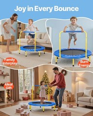 3FT Trampoline for Kids – Indoor/Outdoor Mini Jump Toy, Foldable with Foam Handl