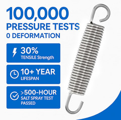 Trampoline Springs Heavy Duty Stainless Steel Replacement,16-Pack with T-Hook an