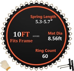 Fits 10FT Trampoline 60 Rings & (102.8″|8.56ft) Mat-Fits 5.3-5.7″ Springs