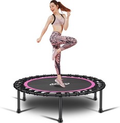 Silent Mini Trampoline 40″-48″ Bungee Rebounder for Cardio – 330Lbs Max Limit
