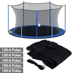 12ft-15ft Round Trampoline Enclosure Safety Net Replacement for 6/8 Poles Fence