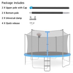 Trampoline Replacement Enclosure Poles with Clamp and Hardware Fits 1016FT St…