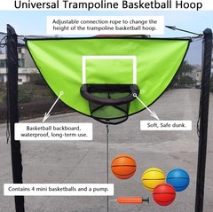 Trampoline Basketball Hoop W/ Pump & 4 Mini Balls Easy to Install Universal
